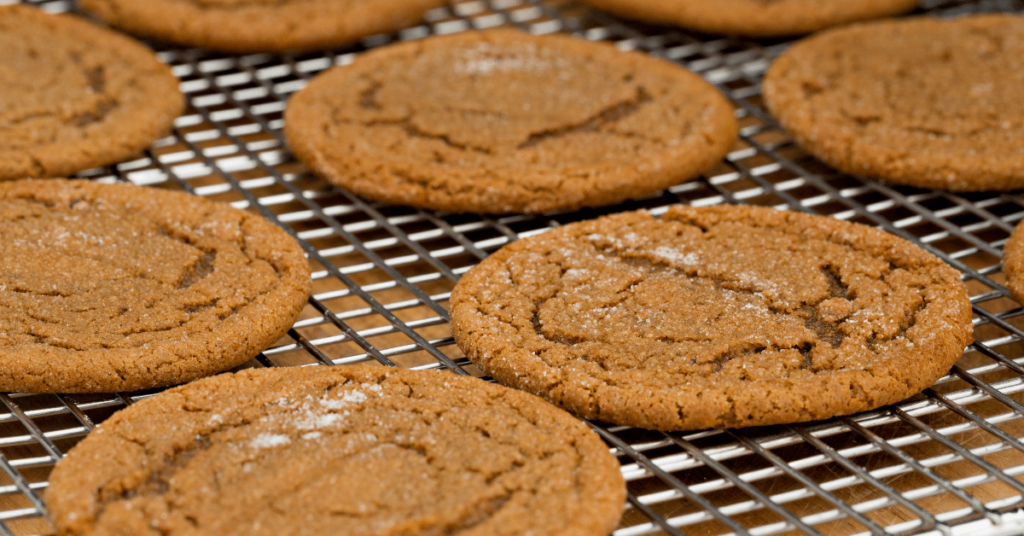 molasses cookies on a baking sheet 
