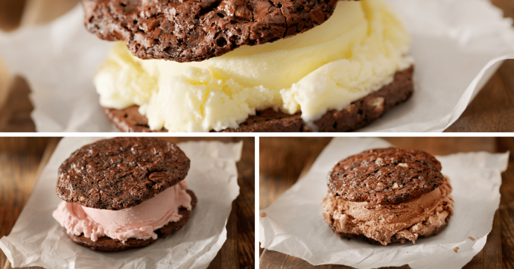 molasses cookies with ice cream to make a delicious ice cream sandwich for dessert