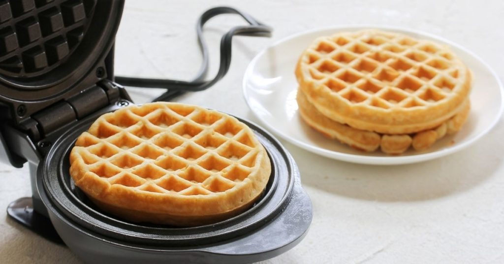 Fluffy sourdough waffles for two.