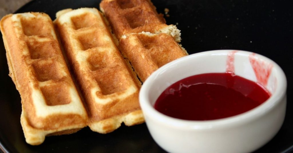 Sourdough waffles sticks with jam