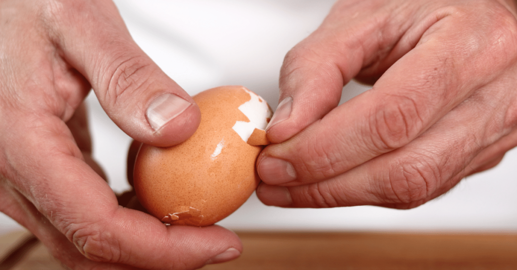 Peeling the shell from the egg easy