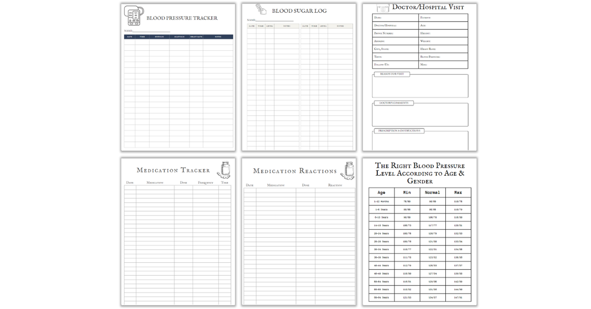 Blood Pressure and Blood Sugar Log Book Tracker