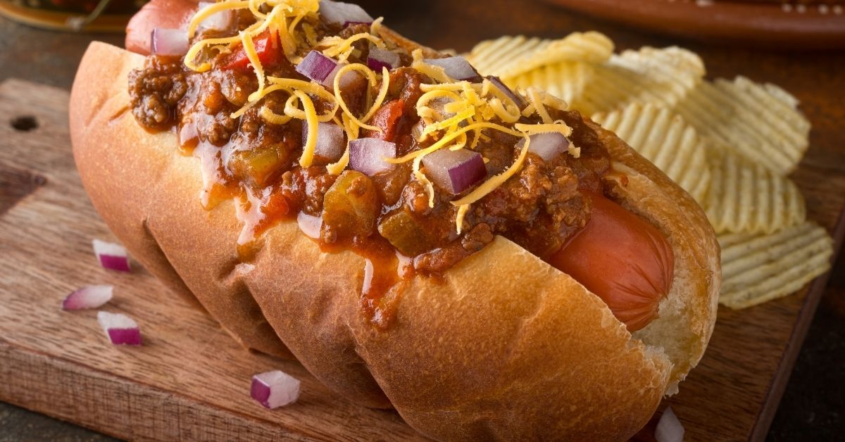 Bison chili dog using leftover chili