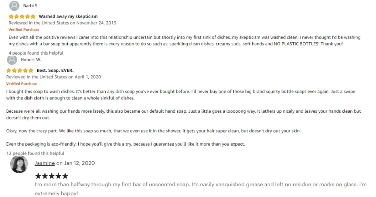 Natural dish soap amazing customer reviews by Farmhouse Basic Collection.