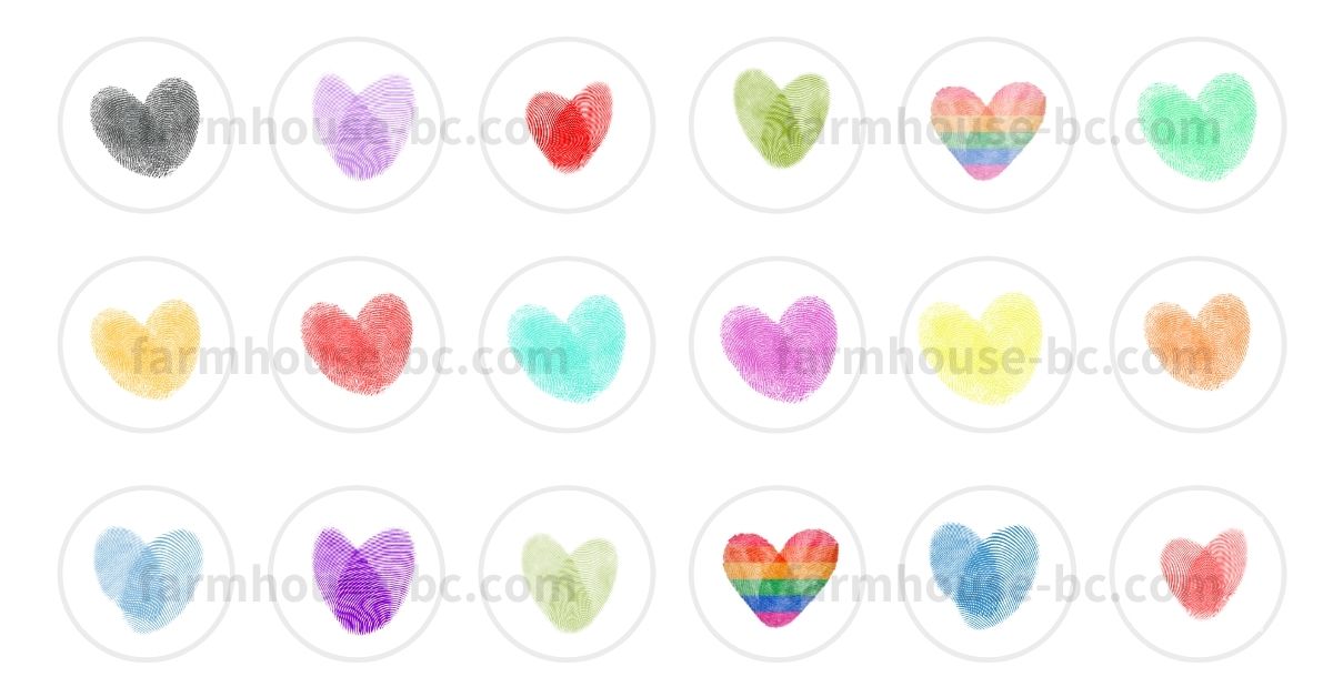 Fingerprint hearts for glass gem DIY crafts