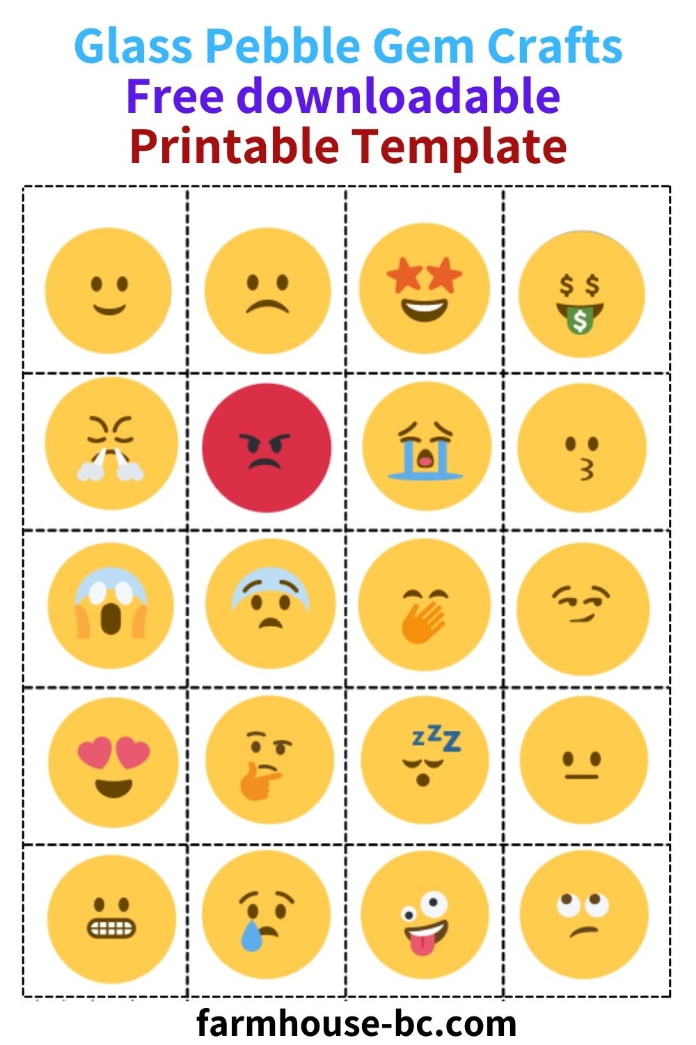Emoji template for glass pebble gems 