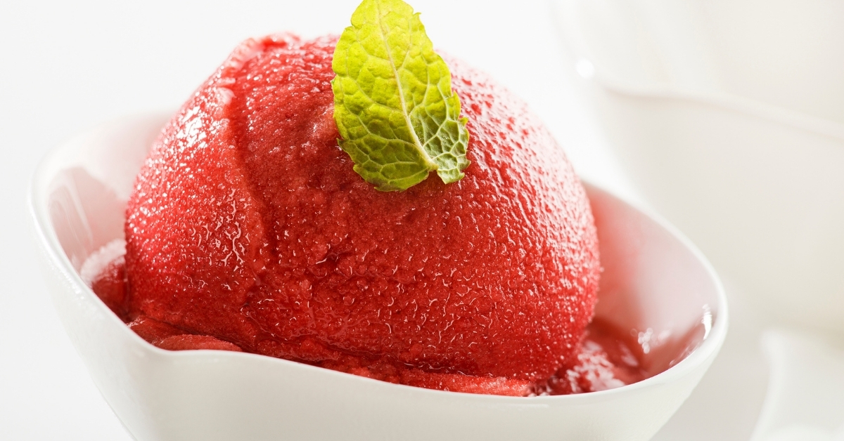 Frozen sorbet is a delicious fruit dessert. 