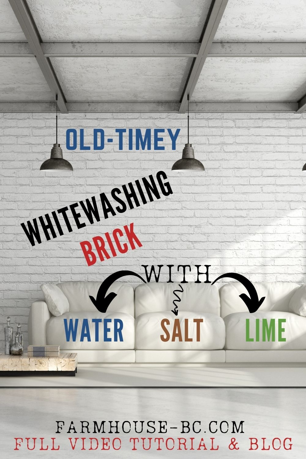 Using lime to whitewash brick for a New York loft style