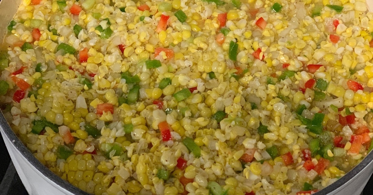 Ingredients to make corn chow relish at home.