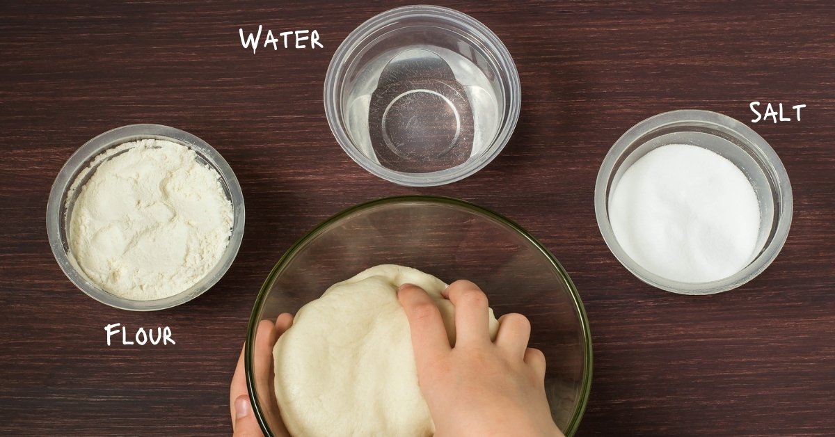 Three simple ingredients are used to make salt dough keepsakes. 