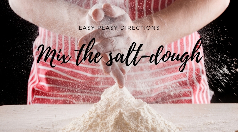 Easy directions on how to mix all your ingredients to make salt dough for keepsakes 
