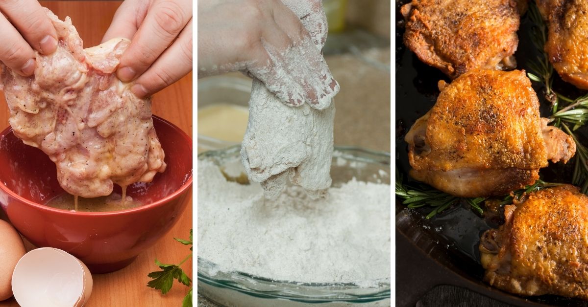 How to fry and bake chicken thighs in a pan or an oven