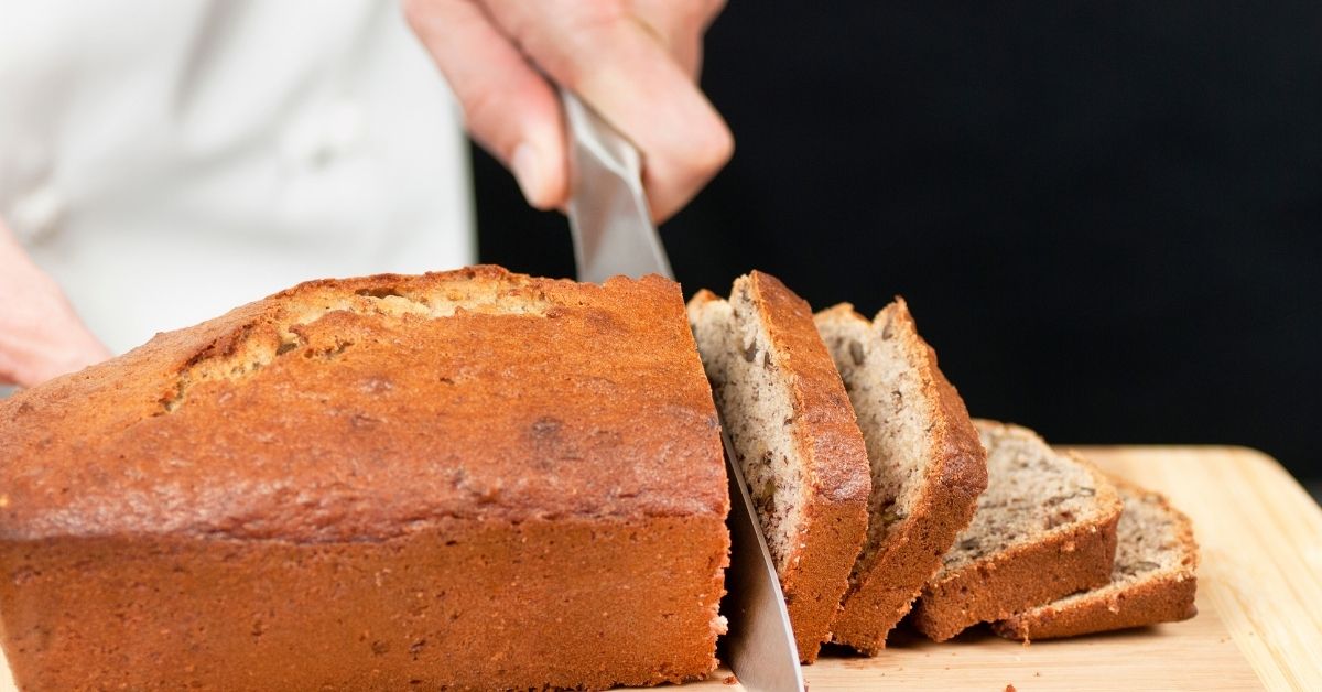 Slicing one-bowl banana bread