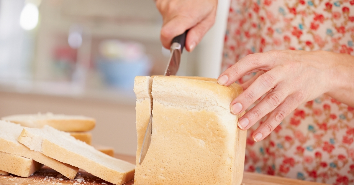 Slicing homemade bread should be done between semi-thin to medium thick for a non-soggy French toast.