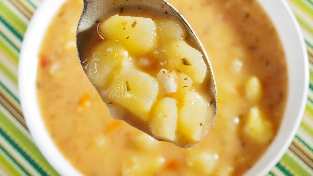potato soup with chunky potato slices