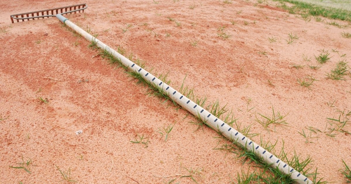 Rake to measure in length when starting a garden. 